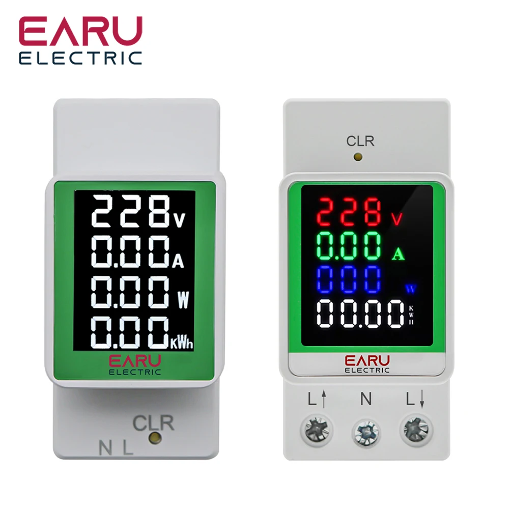 4IN1 Digital AC 110V 220V 100A Voltage Current KWH Electric Energy Monitor Meter VOLT AMP Voltmeter Aammeter Wattmeter Din Rail