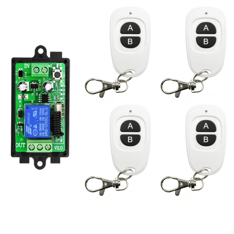 DC12V 1CH RF Wireless Mini Switch Relay Receiver Remote Controllers For Light switch With White Transmitter window/Garage Doors