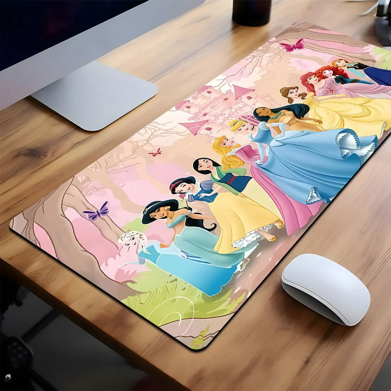 

1pc Cinderella Cartoon Mouse Pad, Non-Slip Rubber Desk Mat with Princesses Design, Oversized Computer & Laptop Accessory, Perfec