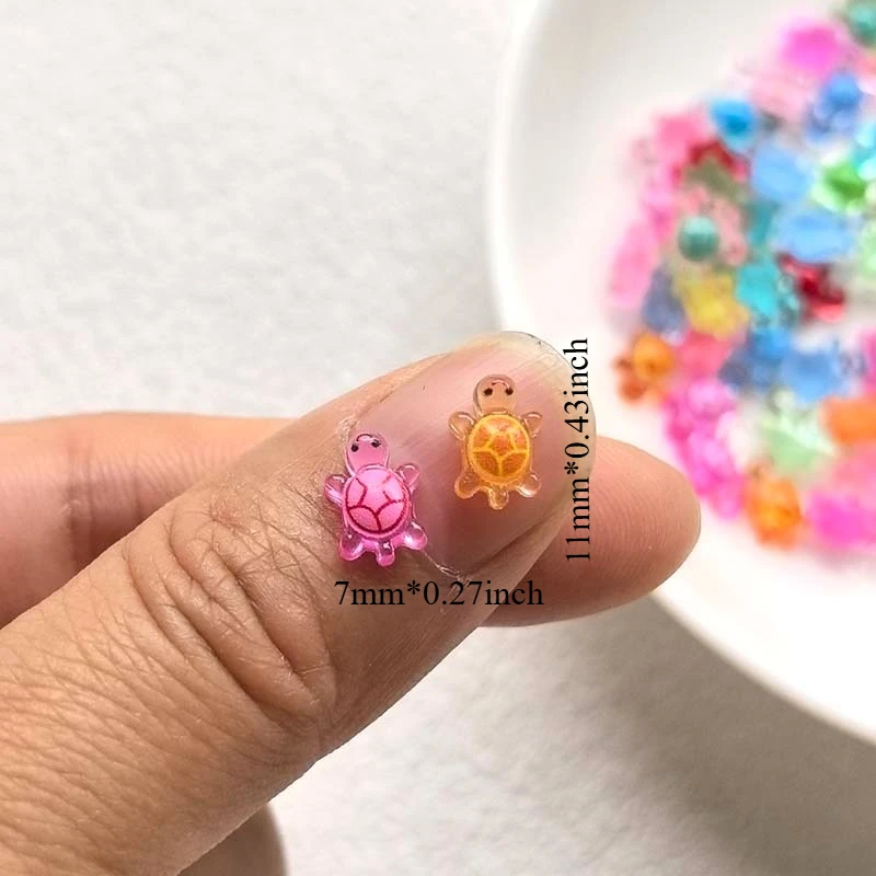109/208pcs Cute Mini Random Color Turtle Resin, Suitable for Nail Art, Cutting and Pasting Thin Accessories, DIY Crafts image 2
