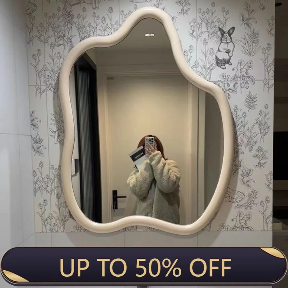 Nordic Wall Hanging Bathroom Mirror Irregular Cream-style Bedroom Dressing Decorative Mirrors Modern Bathroom Products