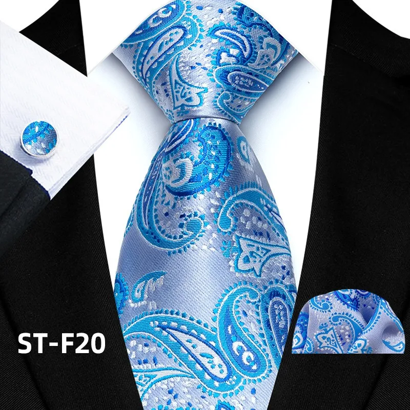 Florales Paisley-Krawattenset für Herren, Vintage-Krawatte, Taschentuch, Manschettenknöpfe, Set für Herren, klassische Anzugaccessoires, hochwertige Gravata – Detail 25