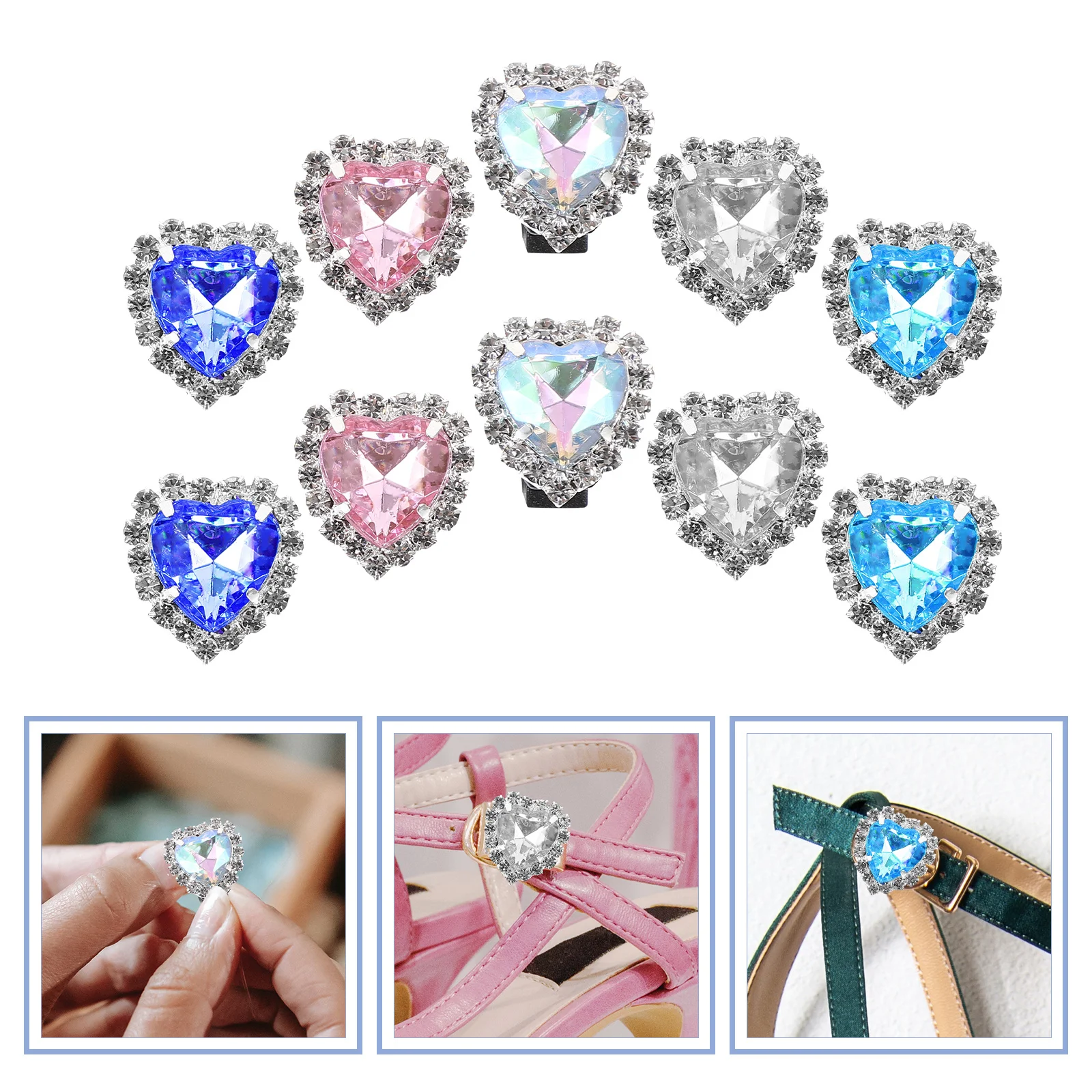 

12 шт., зажимы для шнурков со стразами «сделай сам», в форме сердца, зажимы для обуви, украшения, подвески для кроссовок, съемные подвески для обуви