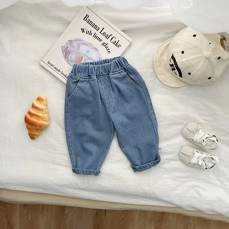 2024 Autumn Baby Girls Boys Casual Jeans Pant Infant Toddler Soft Denim Trousers 0-3 Years