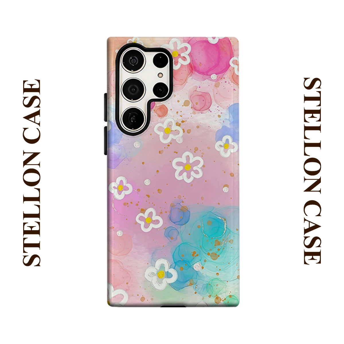 Watercolor Floral Wash Phone Case for Samsung Galaxy S26 S25 Ultra S24 S23 Ultra Plus Glossy Double-layer Back Cover