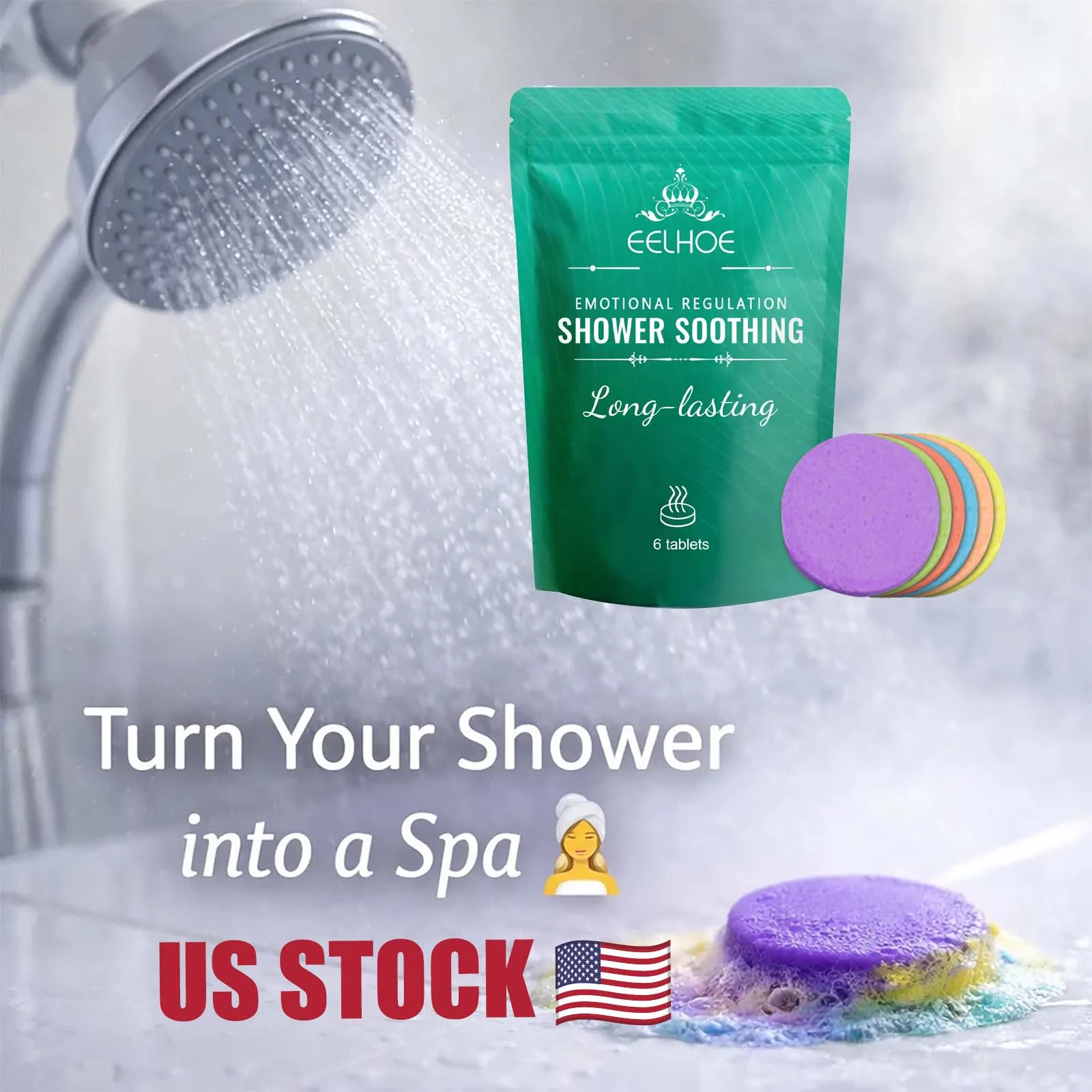 Shower Steamers for Stress Relief, Aromatherapy Soothing Tablets, 6 Pcs, 130g