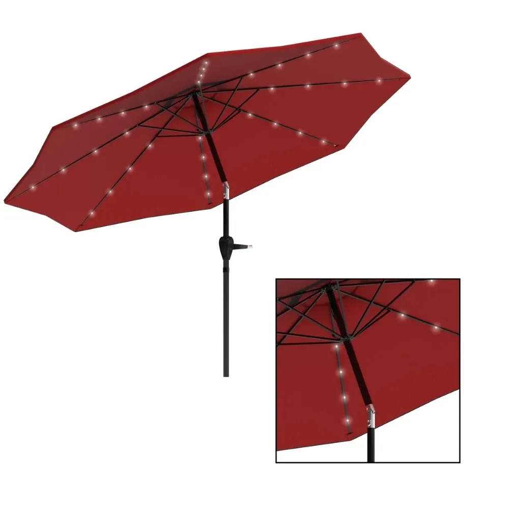 75% Polyester，10 Foot Patio Umbrella with Solar LED Light，120.00 X 120.00 X 96.00 Inches