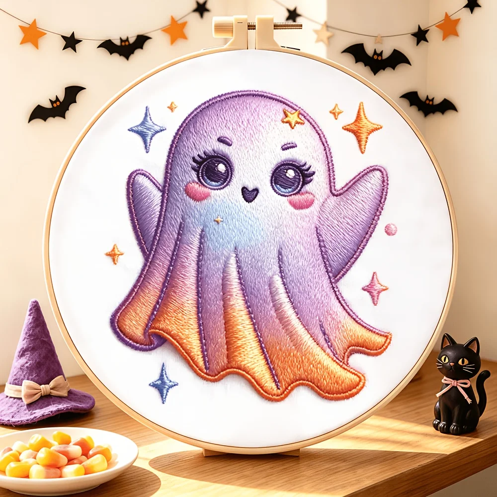 Beginner Friendly DIY Embroidery Kit Preprinted Fabric Embroidery Hoop Thread Needles Handcraft Project Festival Gift
