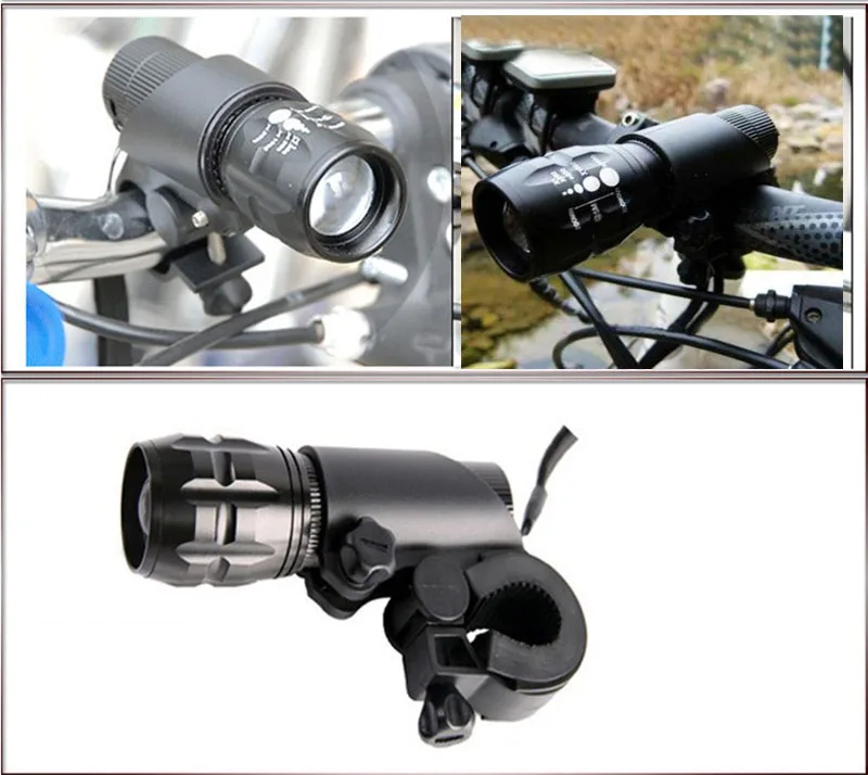 Q5 2000LM 3 Modes Zoomable LED Torch Flashlight With Holder Front LED Bike Bicycle Lights Lamps Lantern For AAA Battery