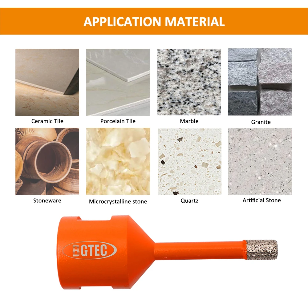 BGTEC 1pc Diamond Drill Core Bits Porcelain Ceramic Tile Granite Marble Drilling Crown M14 or 5/8-11 Thread Hole Saw Cutter