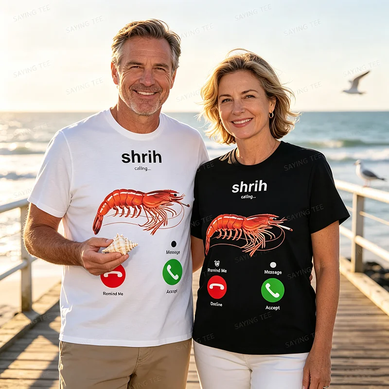Shrih Calling Smoking Shrimp Lustiges Meeresfrüchte-Meme-T-Shirt Y2k Meeresfrüchte-Liebhaber, Krebstier-Fans Persönlichkeits-Sarkasmus-Sprücher-T-Shirt – Detail 5