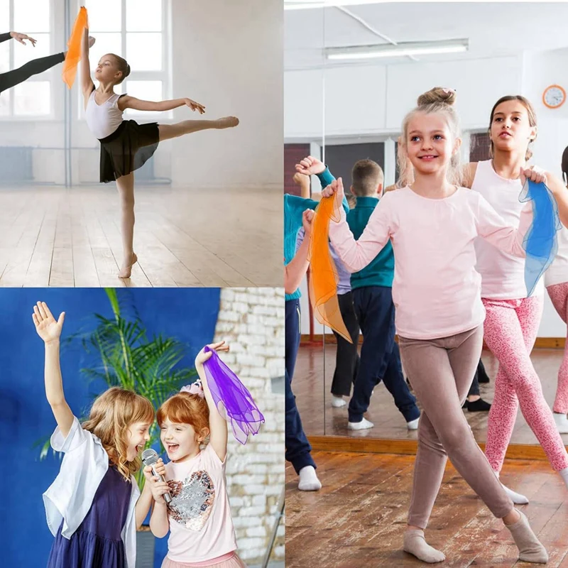 72 Uds. Bufandas de malabarismo para niños, bufandas de baile para clase de música, bufandas de ritmo, juego de sedas para niños, movimiento