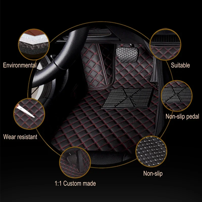 Car Floor Mat For MG HS Plug-in PHEV EHS AS23 2020 -2024 Leather Mats Protective Carpet Anti Dirty Foot Pad Car Accessories