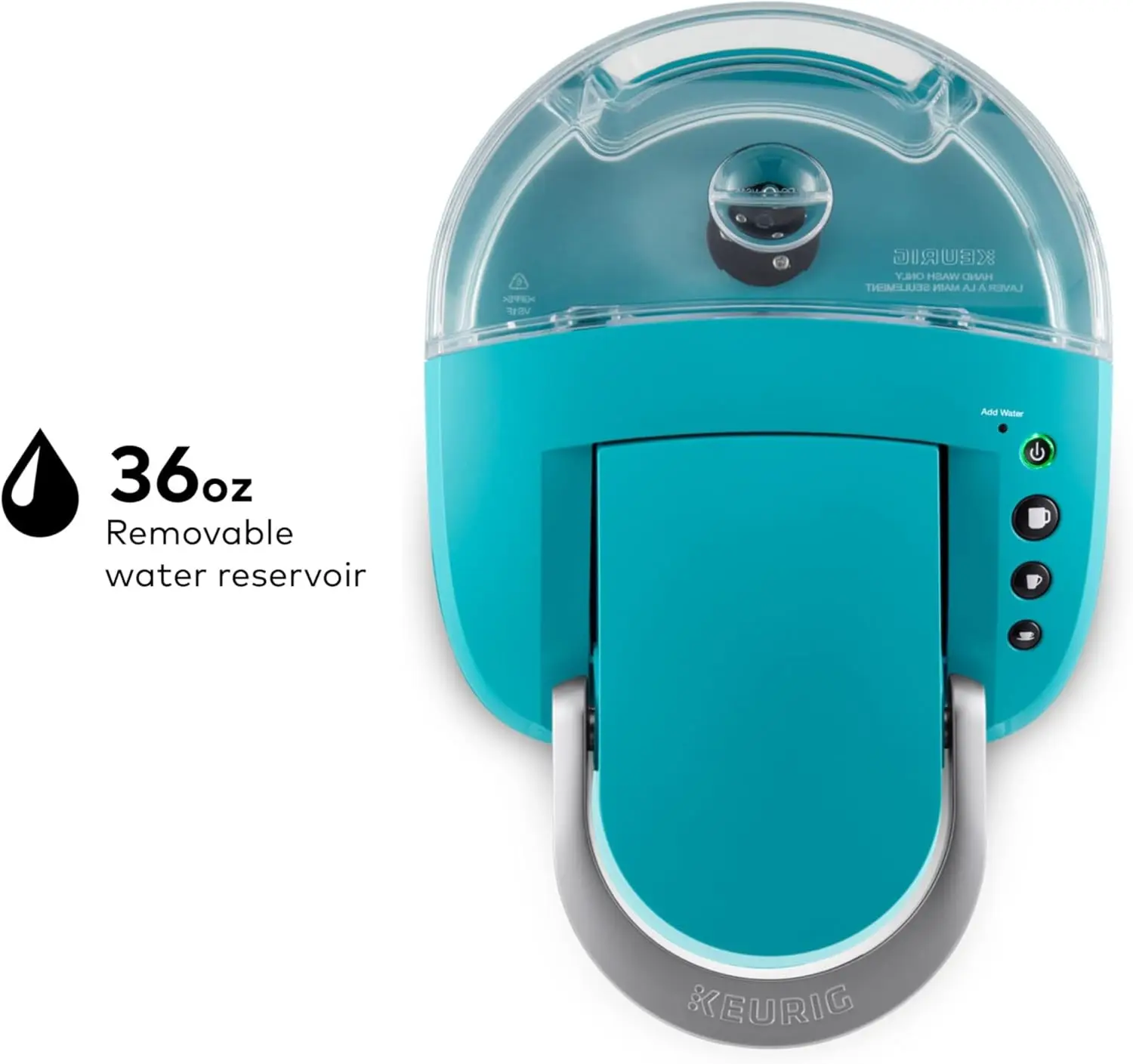 K-Compact Single-Serve K-Cup Pod Coffee Maker, with 3 Brew Sizes, Smart Start Feature, 36oz Removable Reservoir, Turquoise