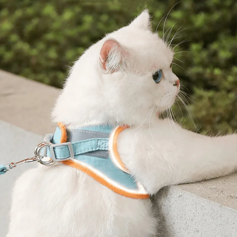 Cat Leash and Collar Set Escape Proof Puppy Rabbit Kitten Vest Harness with Bell Pet Reflective Strap