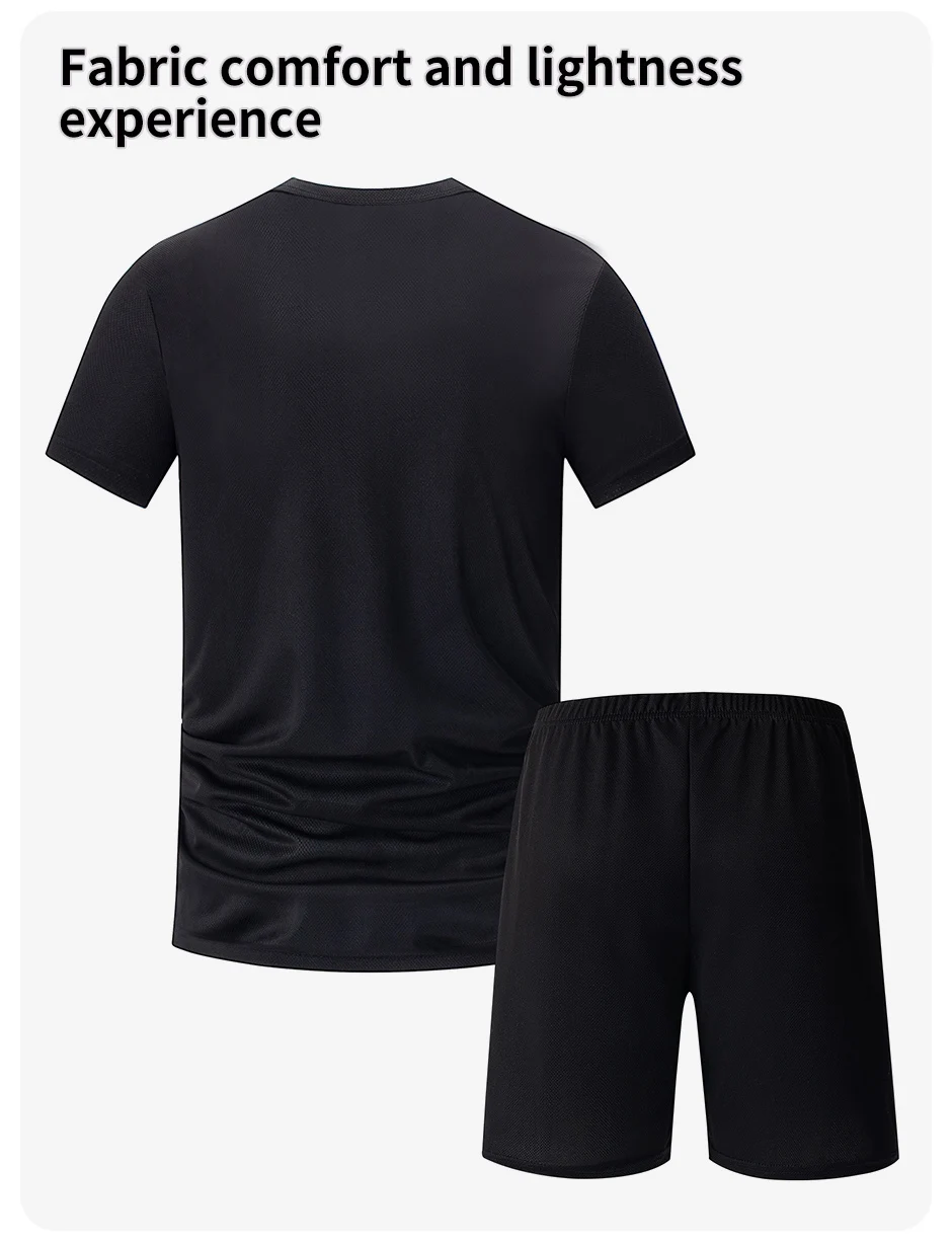 3-teiliger, schnell trocknender Sport-Farbverlaufsanzug für Herren, Freizeit, Sport, Laufen, kurze Ärmel, bequeme Sonnenschutzhose, Joker-Shorts – Detail 8
