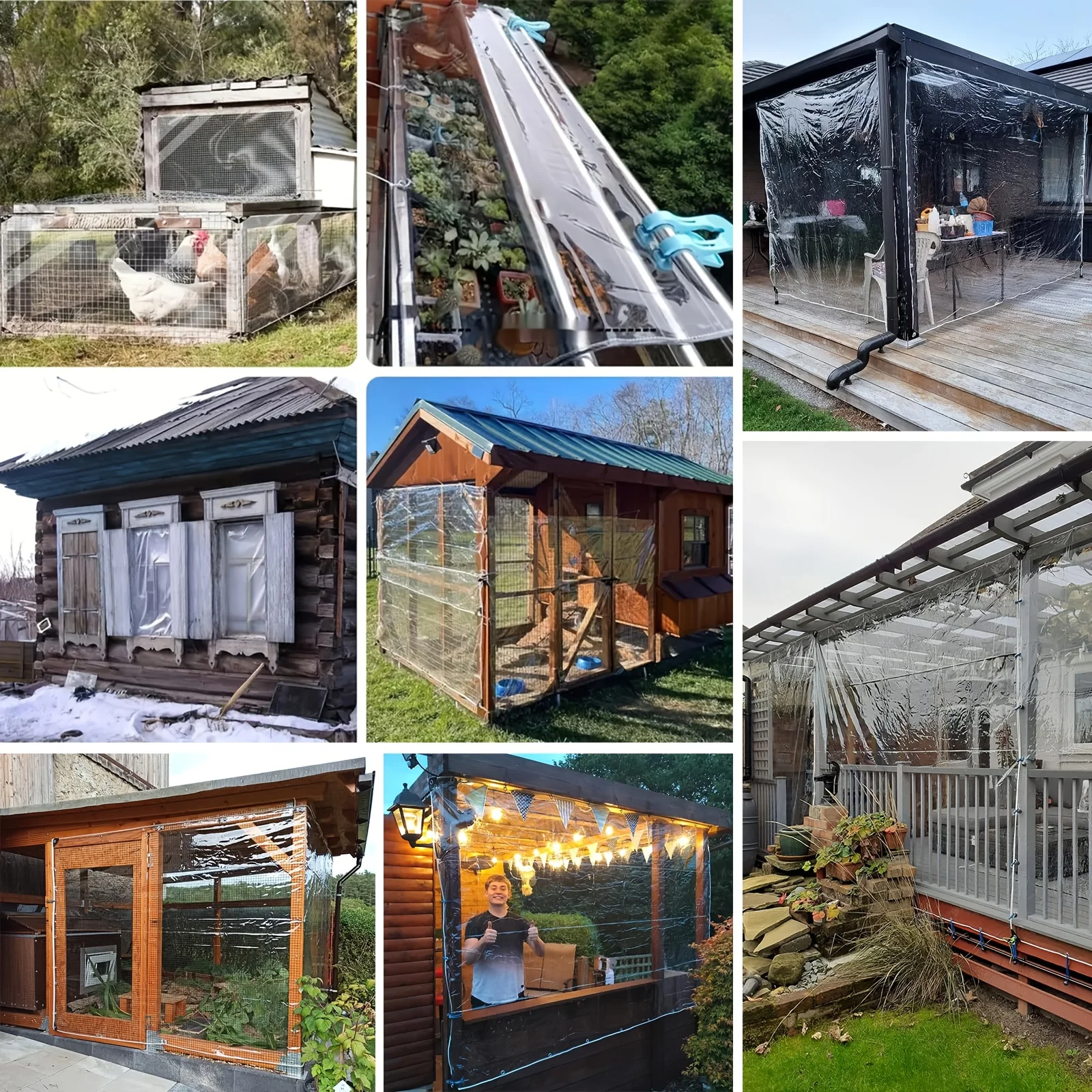 

Highly Transparent Vision! Thickened Pvc Waterproof and Windproof Cloth, Outdoor Rainproof Awning Cloth. Tear-Resistant with Rei