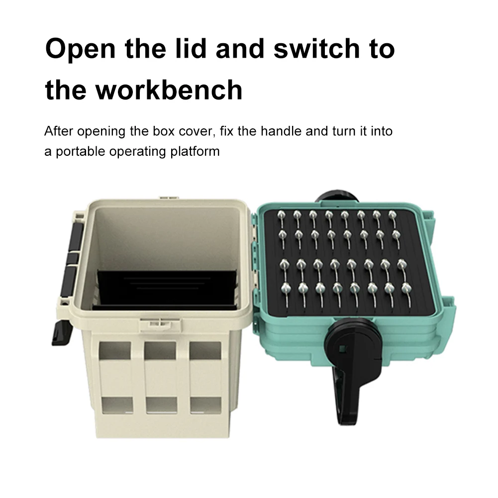 

Double Layer Portable Fishing Rod Reel Box with Handle Large Capacity Fishing Tool Storage Box for Outdoor Fishing