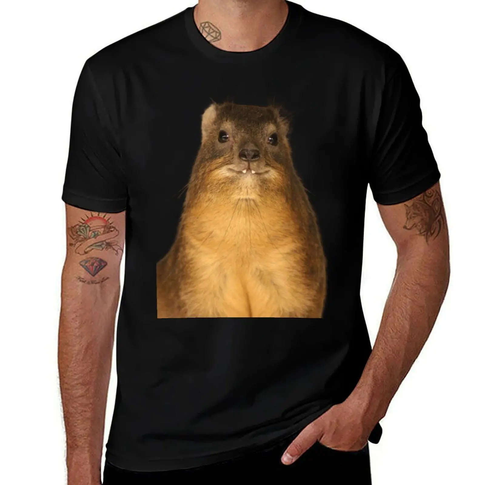 Rock Hyrax Photo-Deseie lindo vampiro patata camiseta hombres 100% algodón marca de lujo g hombre camisetas para hombres