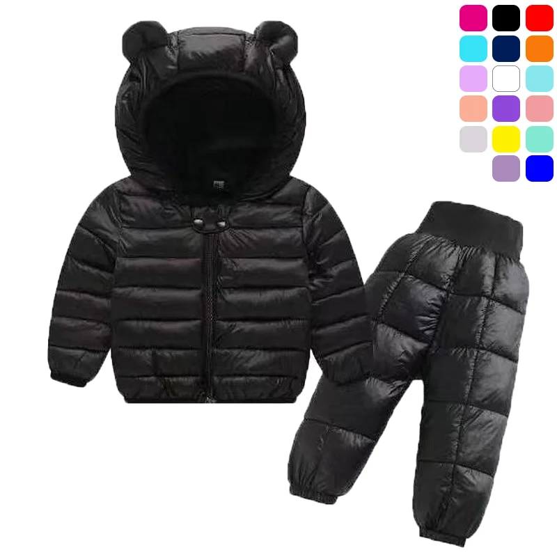 Toddler Winter Baby Girls Boys Clothing Sets Warm Faux Down Jacket Clothes Sets Children Kids Snowsuit Coats Vest Pants Overalls