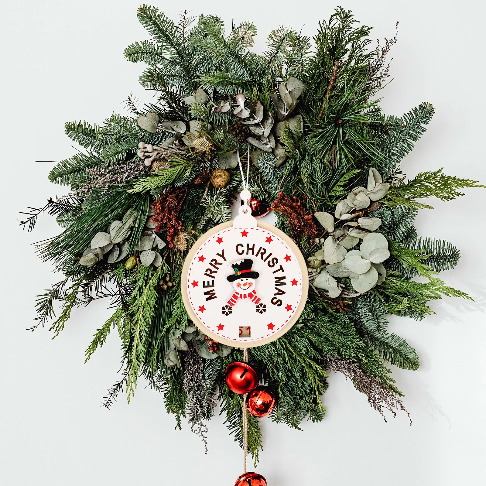 

Hanging Christmas Calendar Pendant Wooden Xmas Advent Calendar Countdown Wall Decor for Door Window Festive Holiday Party