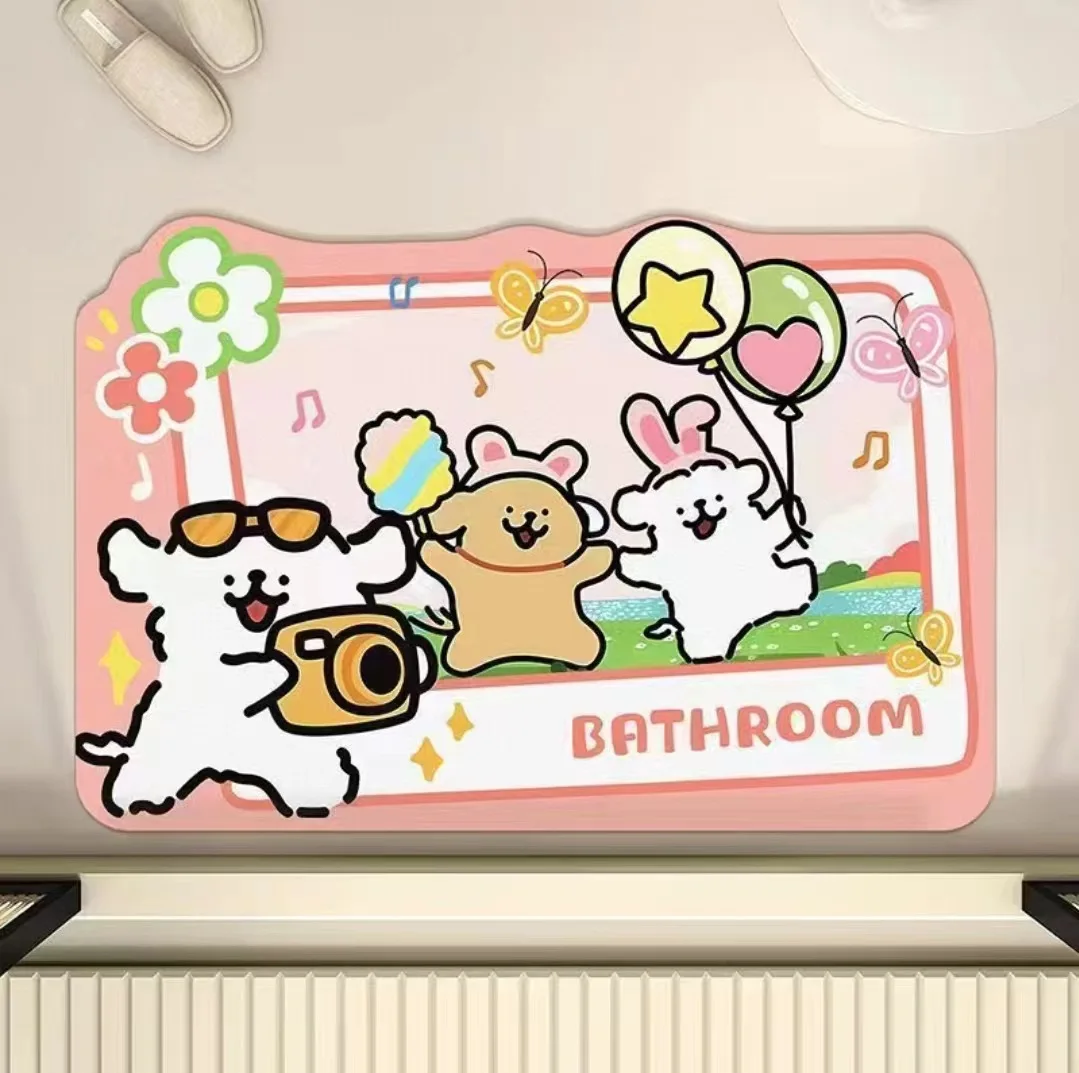 Cartoon bathroom floor mat, quick drying, absorbent, diatomaceous earth, anti fouling, easy to maintain, non slip bathroom mat