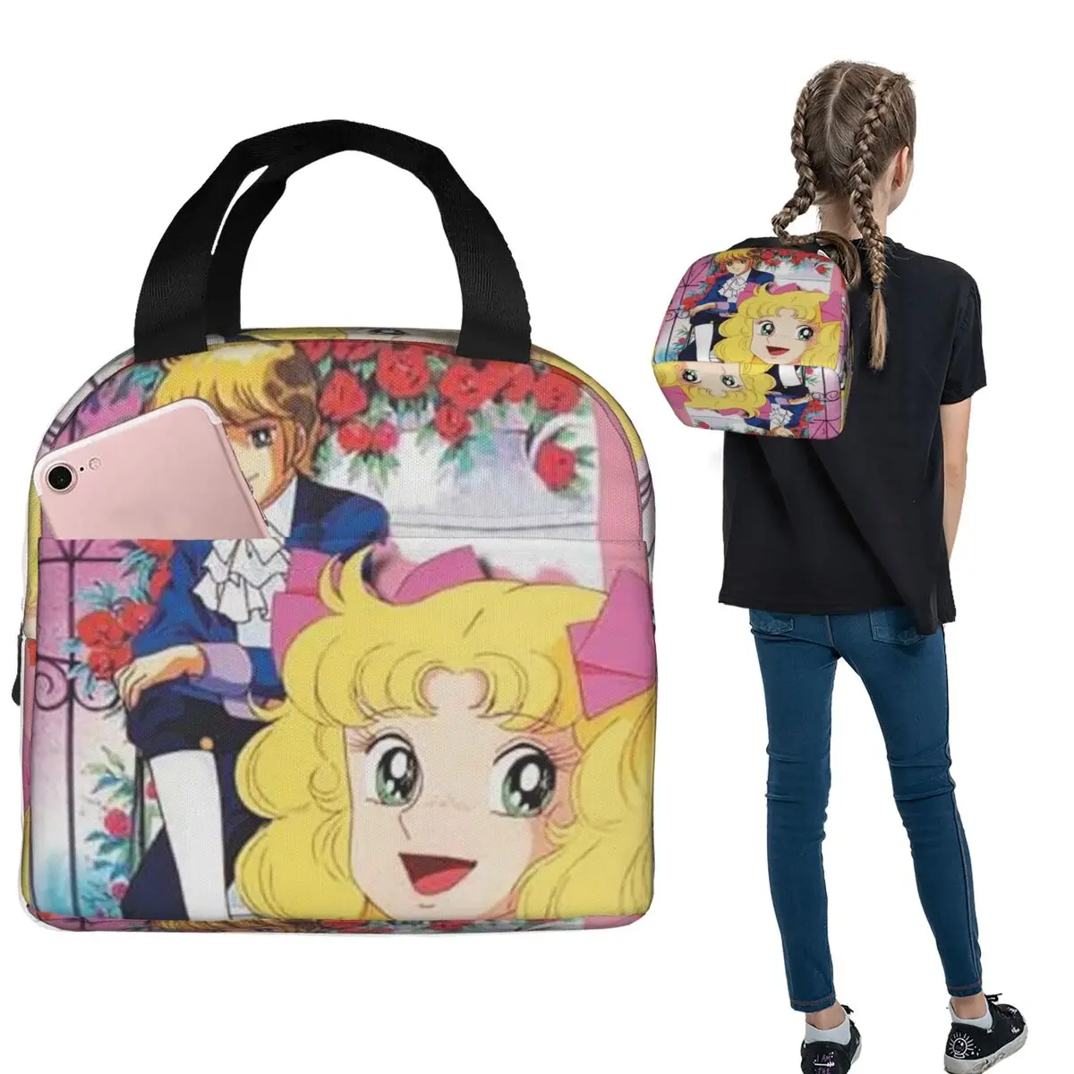 

Happy Candy Candy Japan Anime Insulated Lunch Bag for Women Kids Portable Food Boxes Thermal Lunch Box Tote