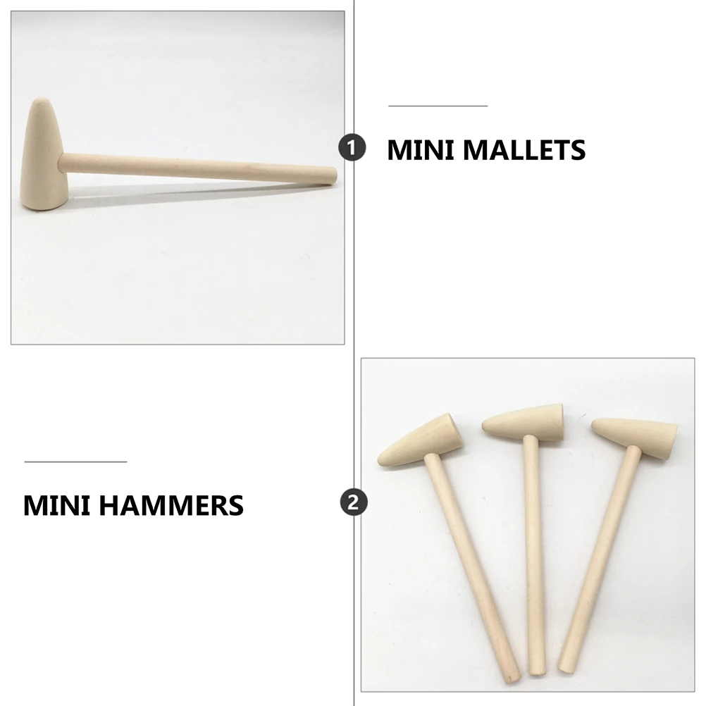 

20 Pcs Mini Mallets Small Hammers Wooden Toys Children Craft DIY Safe Natural Wood Polished Surface Odorless
