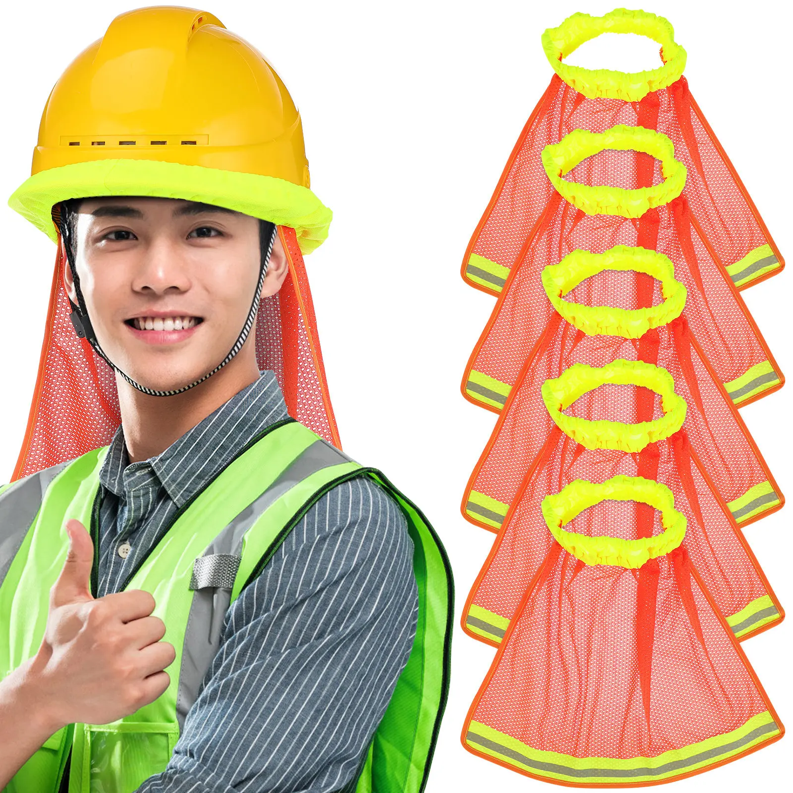 10Pcs Safety Hard Hat Neck Cover Reflective Strips Uv Sunshade Quick Attachment Lightweight Protective Gear for Outdoor Work