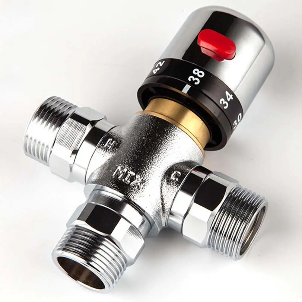 Adjustable Brass Chrome Thermostatic Mixing Valve For Safe, Comfortable Showers Thermostatic Mixing Valve