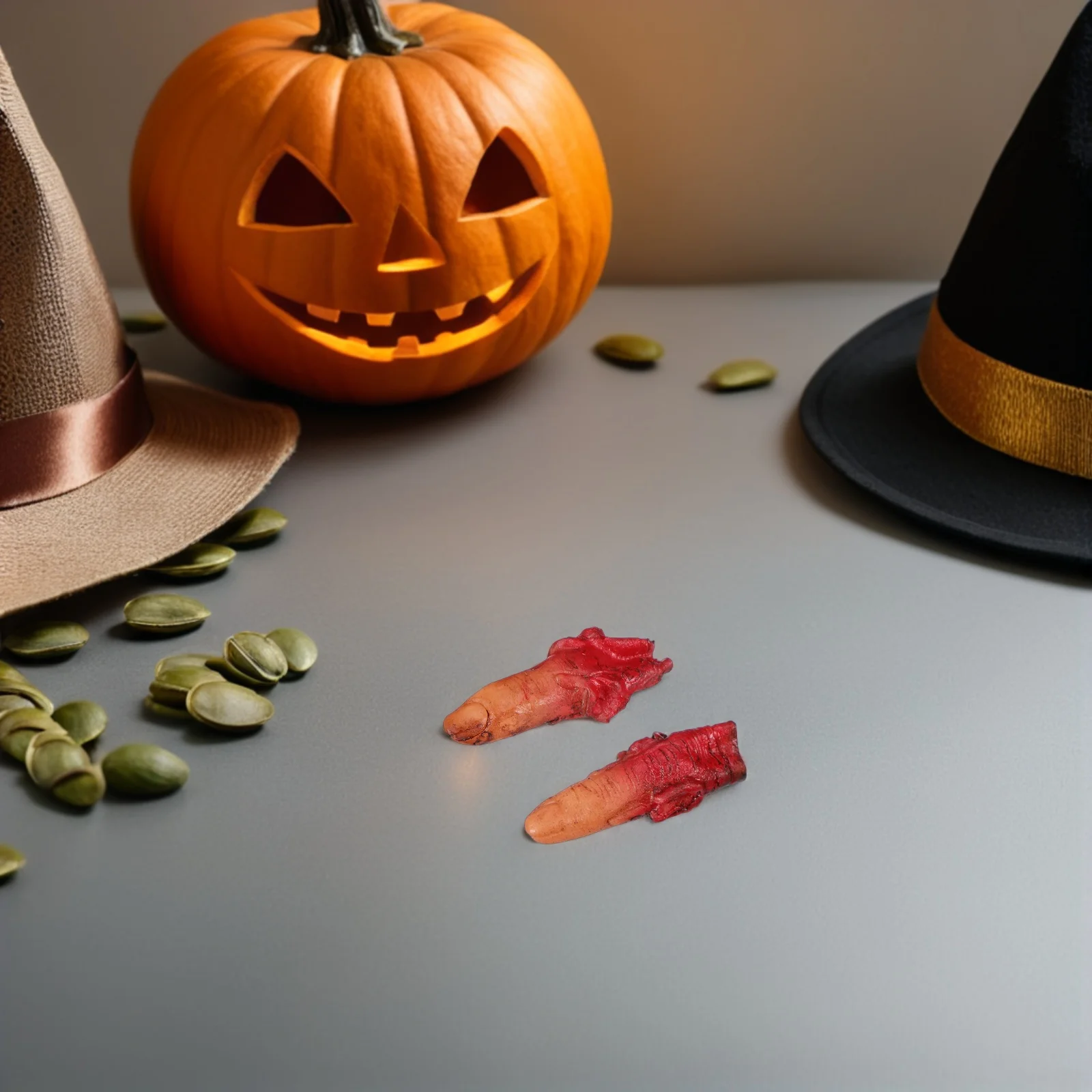 

4Sets Halloween Cosplay Props Realistic Severed Fingers Curved Fake Bloody Finger Haunted Decor Human Body Parts