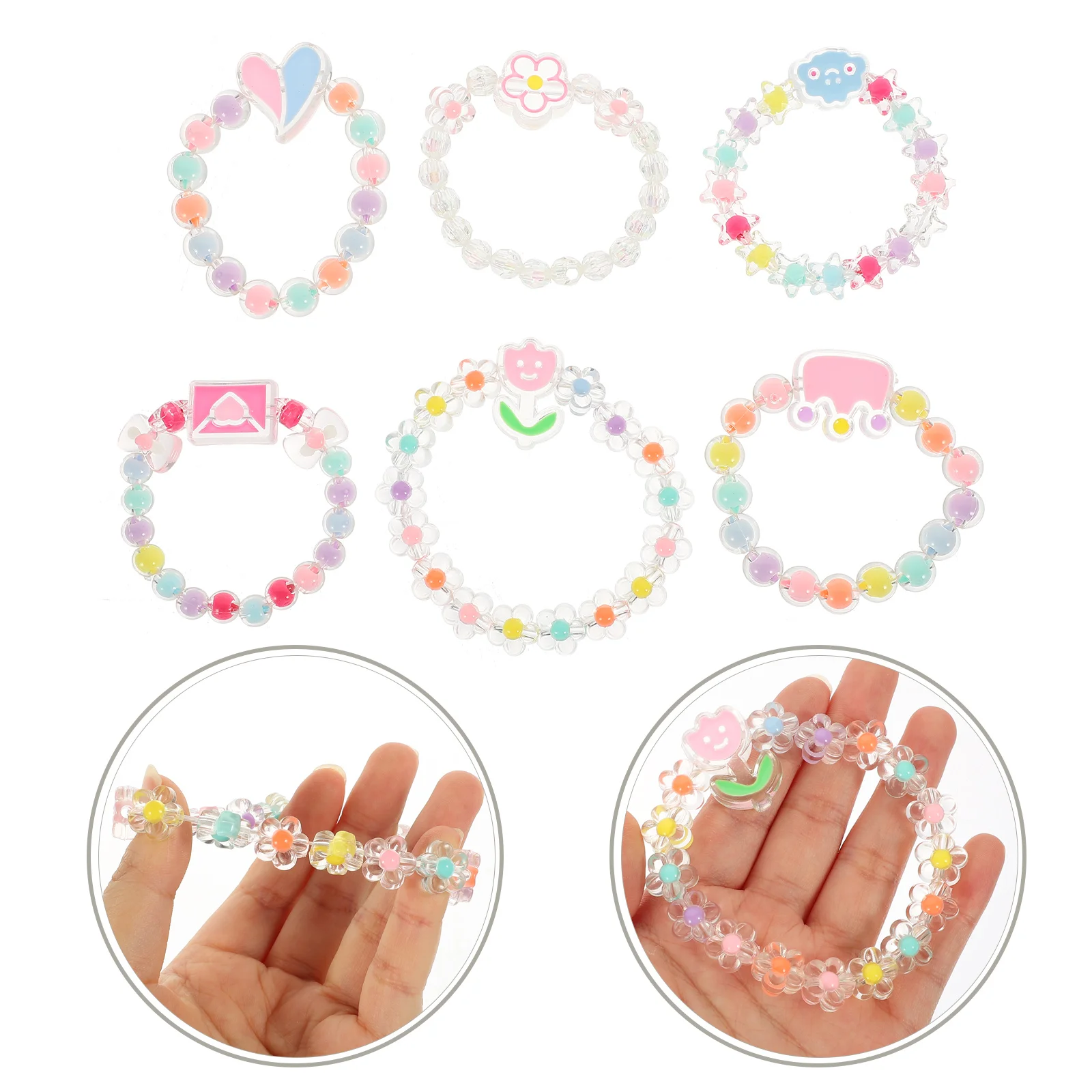 6 Pcs Princess Cartoon Bracelet Toddler Bracelets Bulk for Kids Plastic Children Jewelry Girls