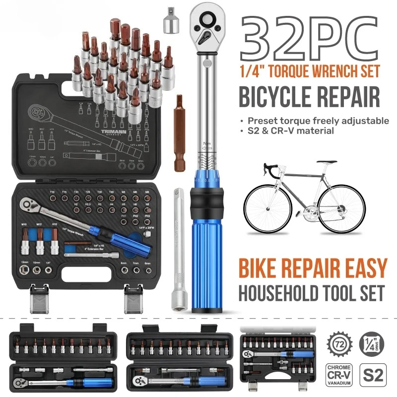 For 2-24N.m Torgue Adjustable 1/4inch Ratchet Wrench Set Torque Wrench Repairing Tool High Precise Torque Preset Wrenches
