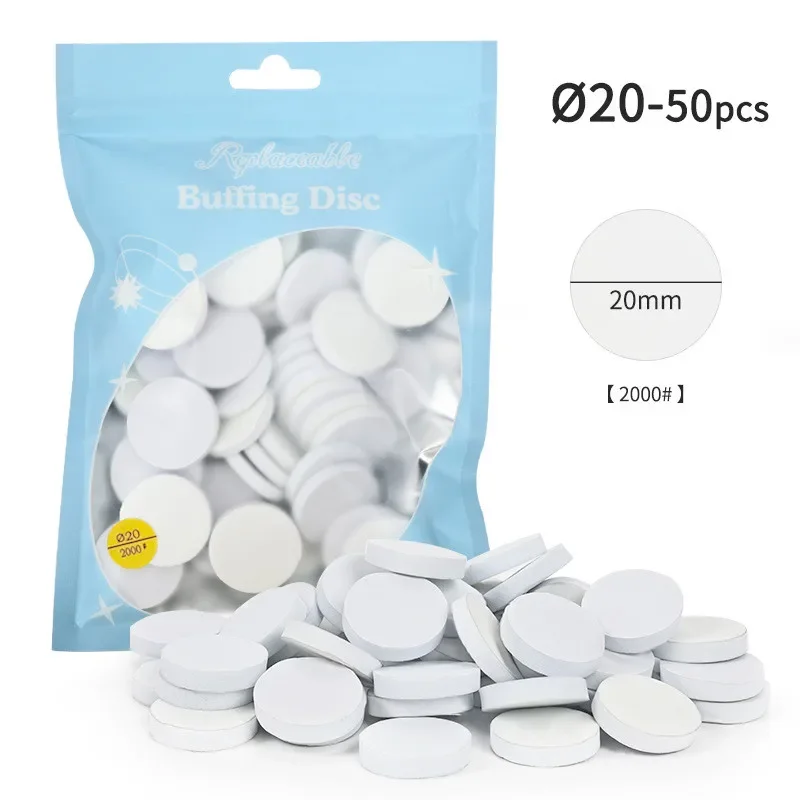 

50pc 2000 Grit Strip Nail Buffing Disc 20/25mm Sponge Nail Surface Quick Files Polish Buffing Sanding Disc Manicure Special Tool