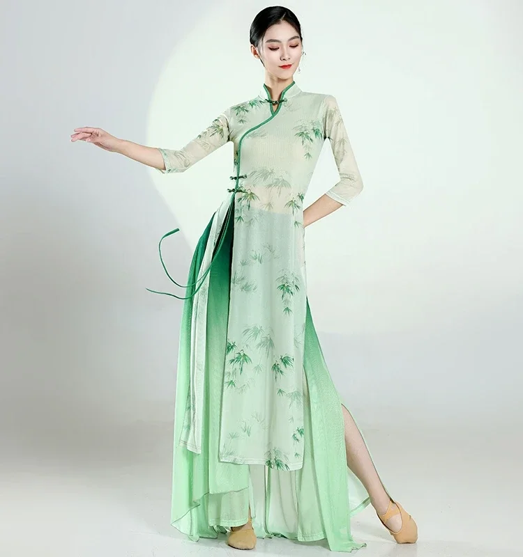 

Classical Dance Cheongsam Dancewear Women Body Rhyme Chinese Dance Practice Clothes Adult Women Performances Outfits Costumes
