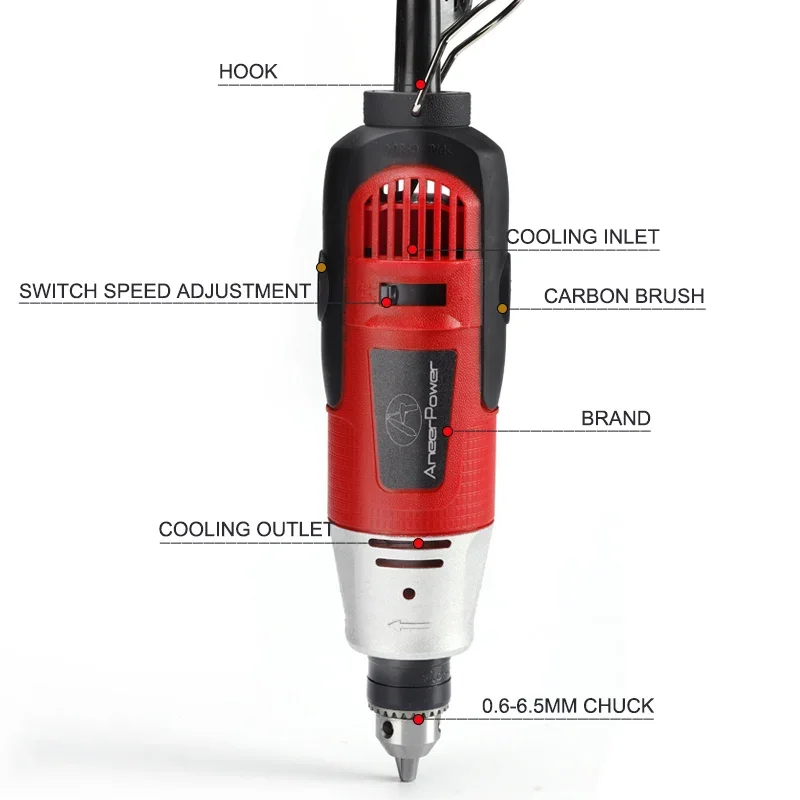 Mini perceuse électrique 260W, Machine à graver, polir, outil électrique rotatif, Dremel, meulage, stylo de gravure avec accessoires, mandrin 6.5mm