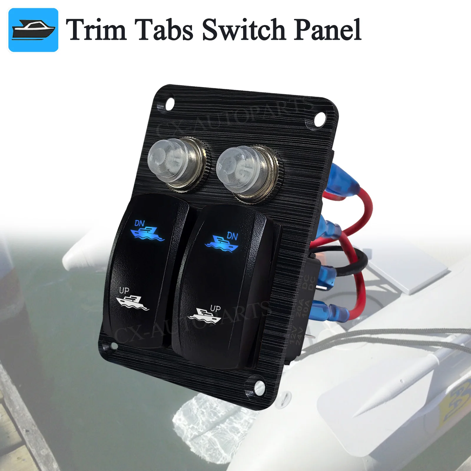 Panneau de commande à double interrupteur à bascule pour trim tabs de bateau, contrôle momentané 3 positions Haut/Bas, 12V 24V, actionneur marin étanche