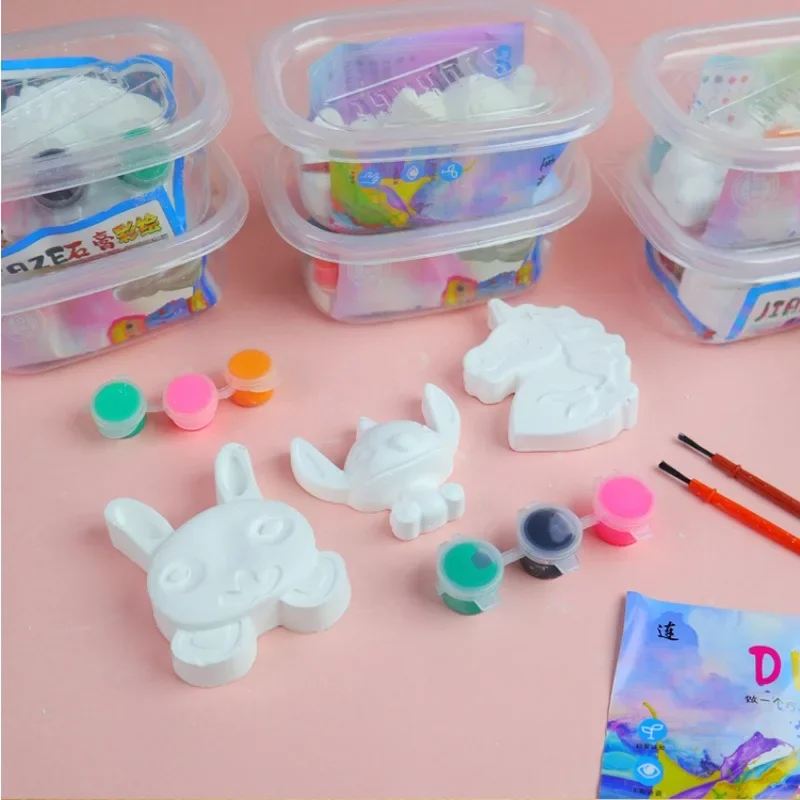 Gypsum Doll Children DIY Handmade Graffiti Painting White Billet Colored Student Gift Floor Push Gift Stand Toys