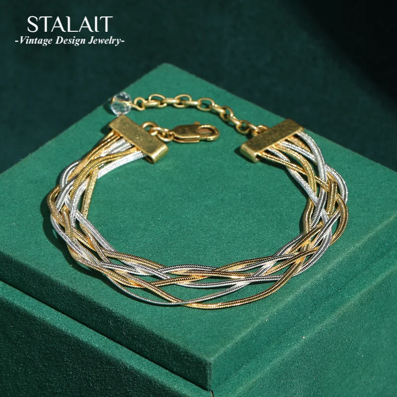 

Vintage Two Tone Woven Cross Chain Bracelets For Woman Gold Color Party Accessories New Valentine Day Gift 2025 Trend Jewelry