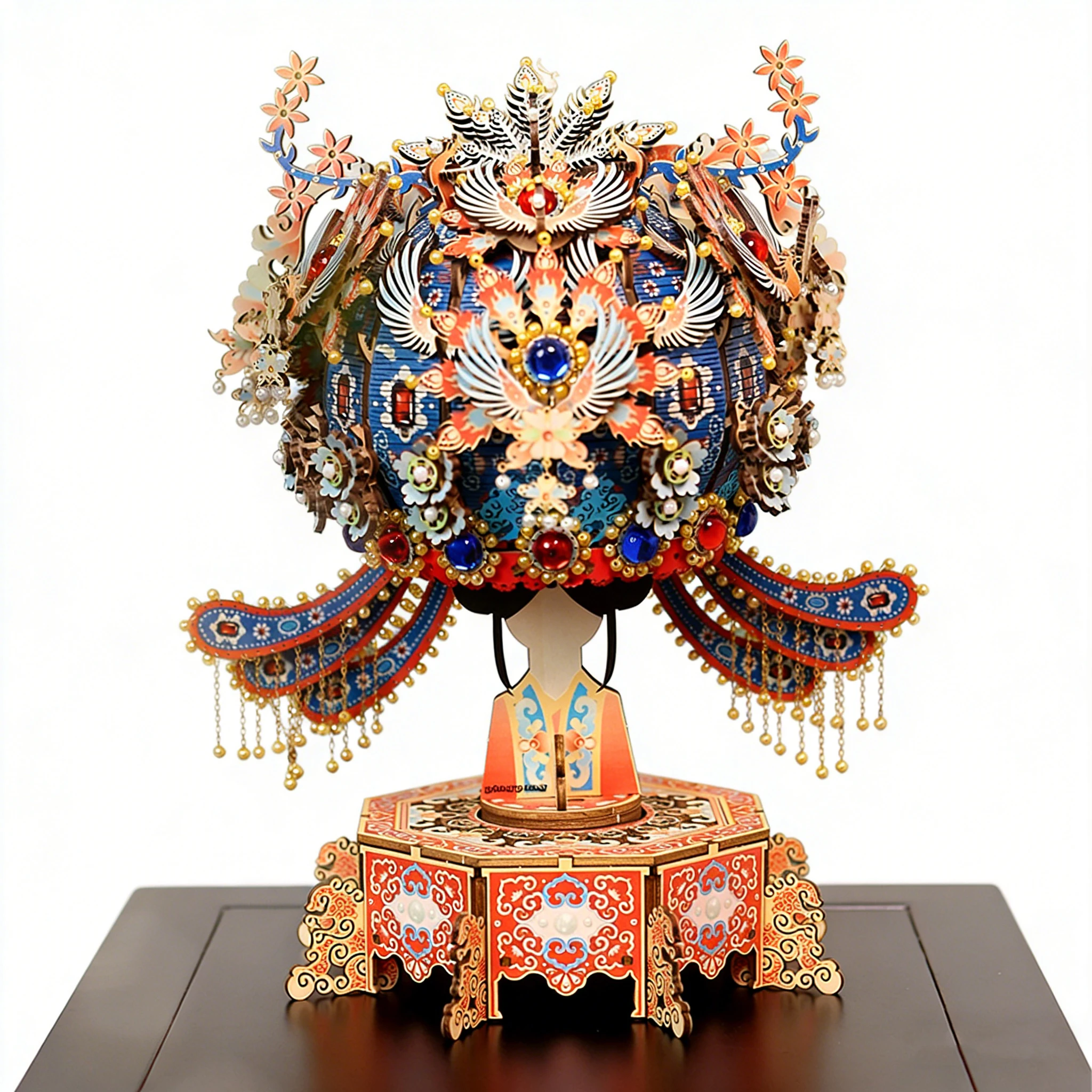 DIY 3D Wooden Phoenix Crown Music Box Miniature Model Kits With Light Assembly Jigsaw Puzzles for Friends Birthday Gifts