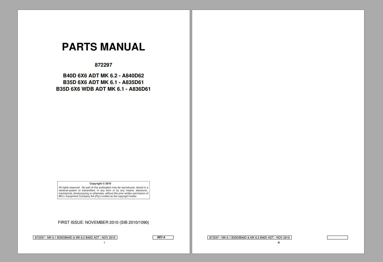 BELL-Manuel de l'opérateur de camions à benne articulée, manuel d'entretien et manuel de pièces DVD complet