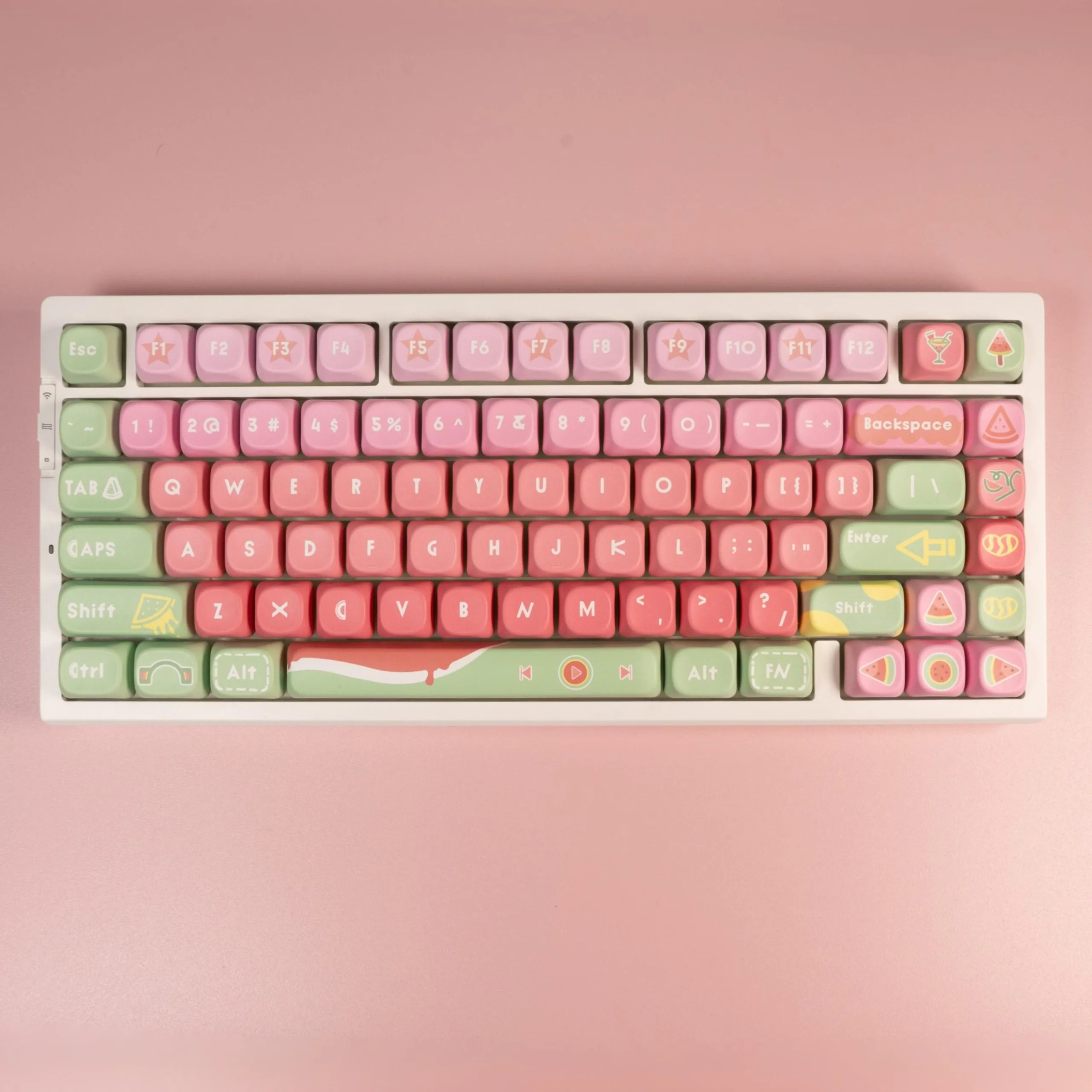 

Набор клавишных колпачков для музыкальных нот Pastel Watermelon, 130 клавиш из ПБТ, 5-сторонний сублимационный профиль MOA для игр MX Switch