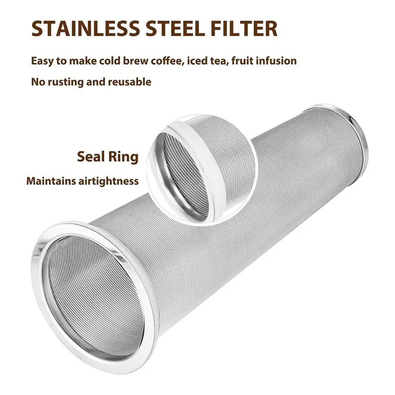ABUH-Cold Brew Coffee Filter With Pour Spout Lid For 32 OZ Wide Mouth Mason Jar, 304 Stainless Steel Strainer With Seal Ring Dur