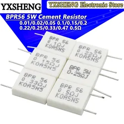 10PCS BPR56 5W 0.001 0.1 0.15 0.22 0.25 0.33 0.5 Ohm Non-Inductive Ceramic Cement Resistor 0.1R 0.15R 0.22R 0.25R 0.33R 0.5R