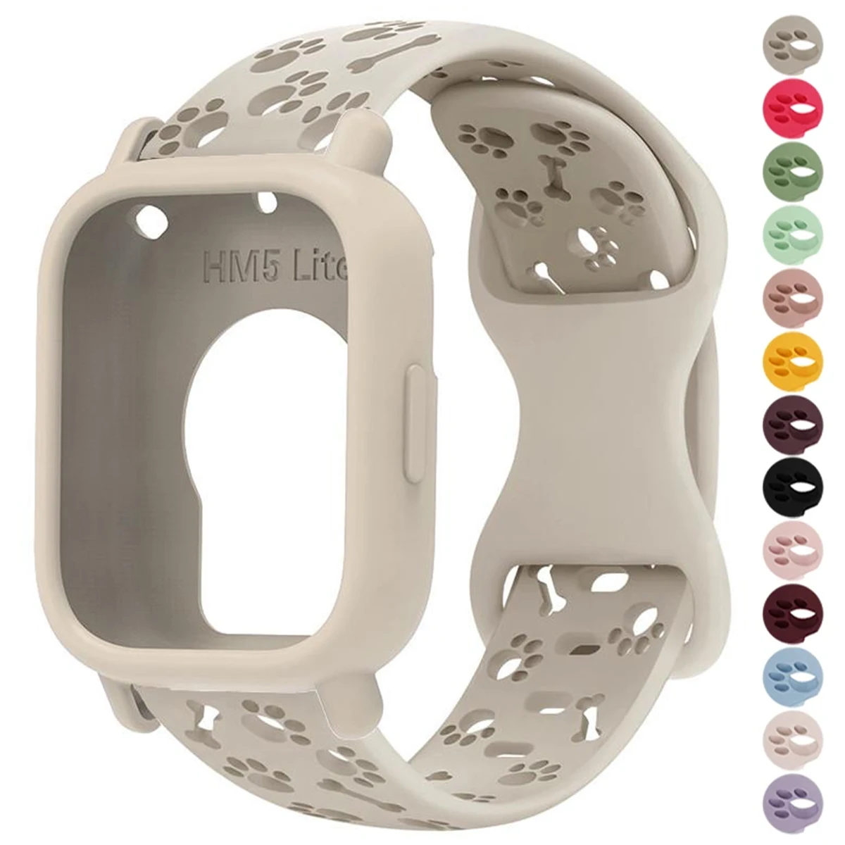 Pulseira de Silicone + Capa para Redmi Watch 5 Active 5 Lite, Pulseira de Patinha de Cachorro para Redmi Watch 5 Active/Lite, Macia, Esportiva, Fofa e Respirável