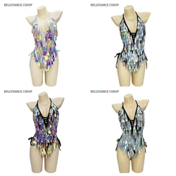 Sparkly Beaded One-Piece Bodysuit Sexy Party Show Club Wear Rave Nightclub Outfit gogo costume Stage Performance Dance Clothes