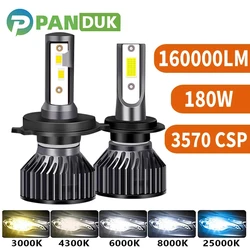PANDUK H4 LED Headlight 160000LM 3570 CSP 180W LED H7 H1 H11 H8 H9 4300K 6000K 8000K 80000LM PTF Ice Bulbs Turbo Fog Light 12V