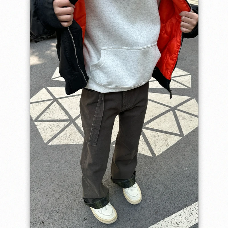 

Adjustable Waist Straight Leg Jeans Men's High Street Cleanfit Bend Knife Pants Specially Designed for Snake Year