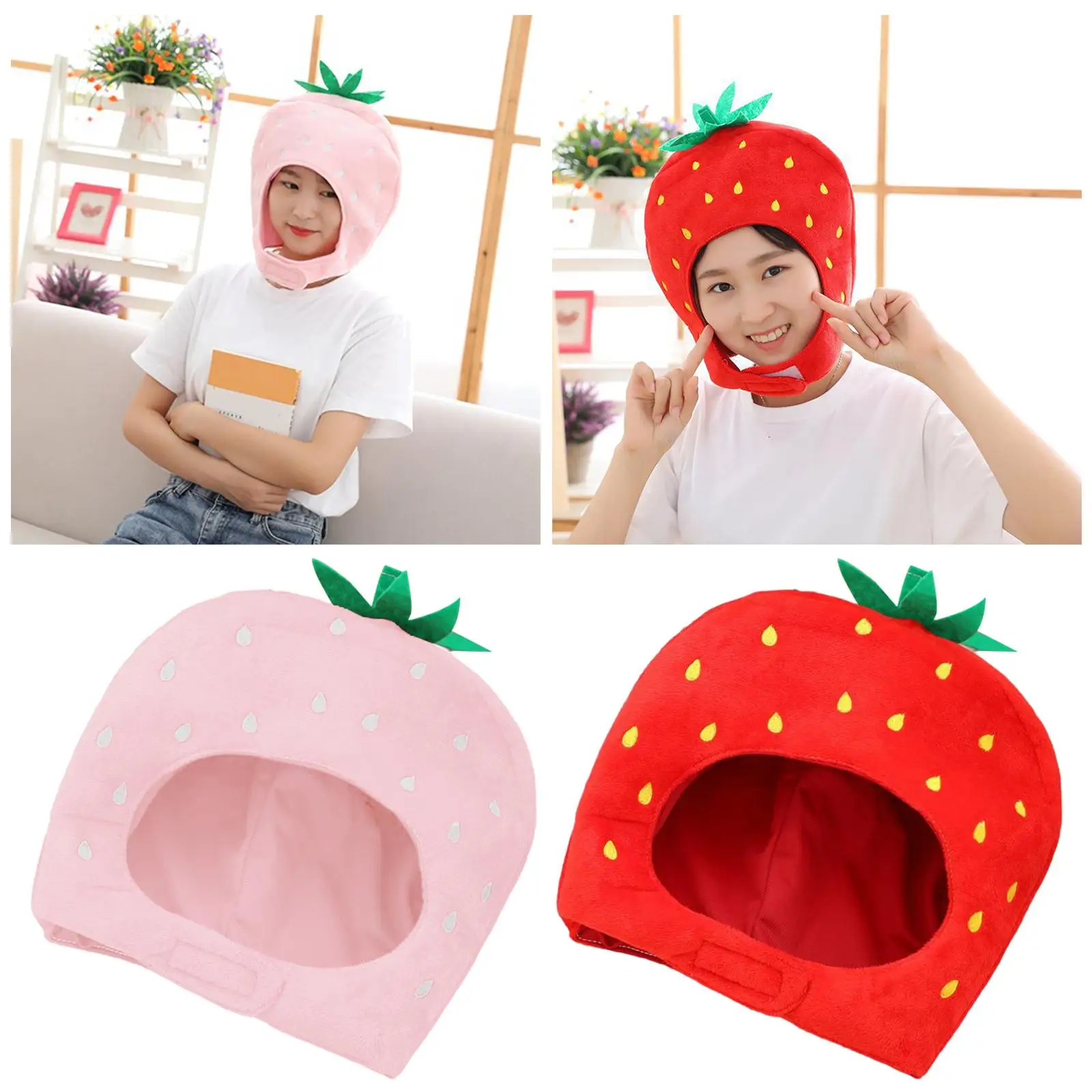 

Soft Strawberry Hat Cosplay Headband Christmas Photography Prop Costume