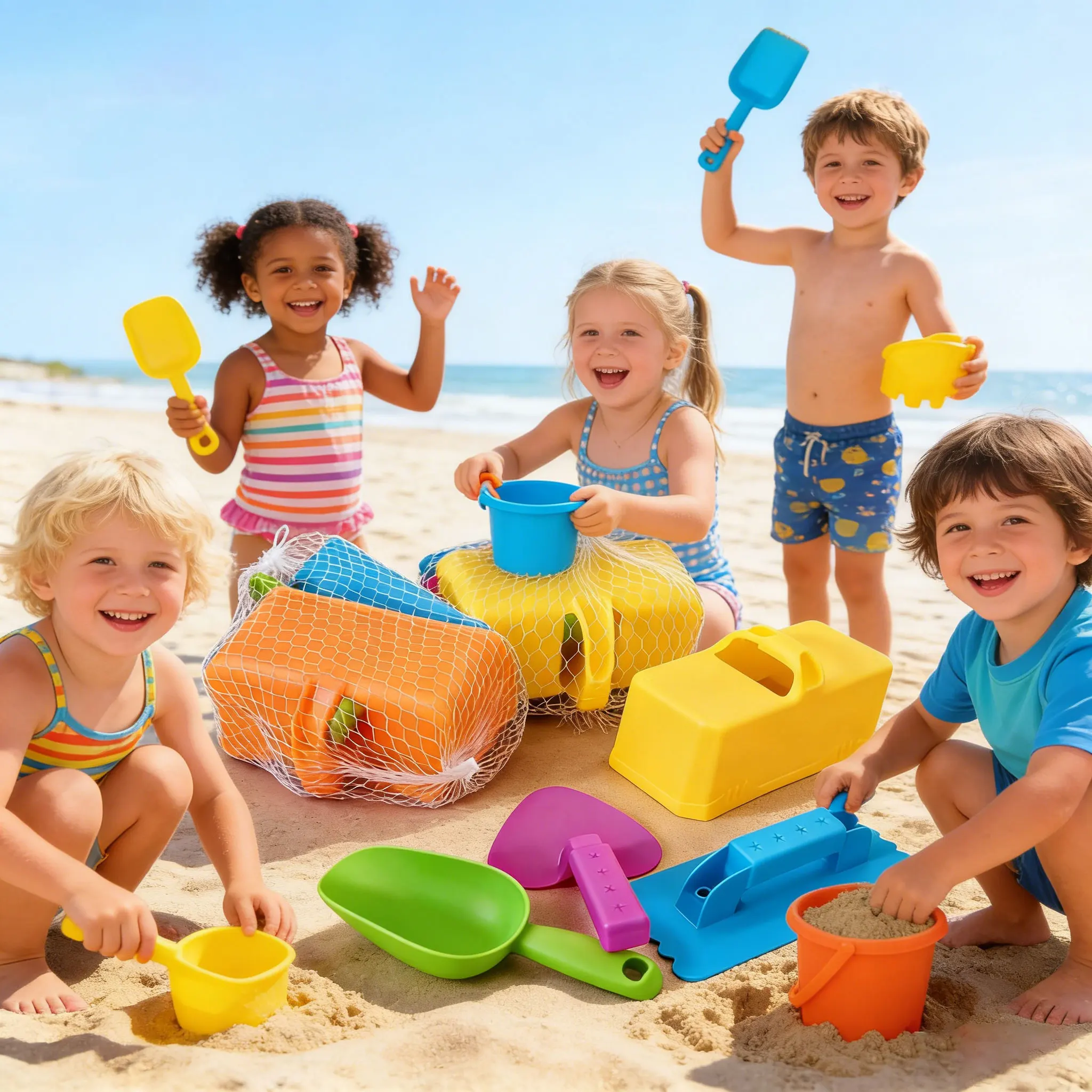 Kids Outdoor Playset - 4個入りスノーサンド建設おもちゃセット 砂レンガメーカー型 シャベル 子供用 アウトドア ビーチ